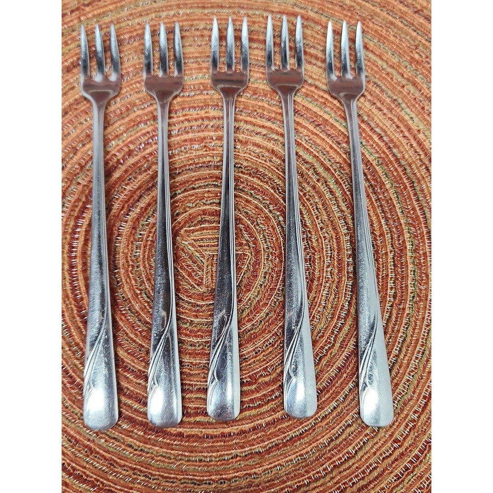 MCm Stainless By Oneida Ltd. "Oceanic" Cocktail/Oyster Forks Set Of 5 1960s